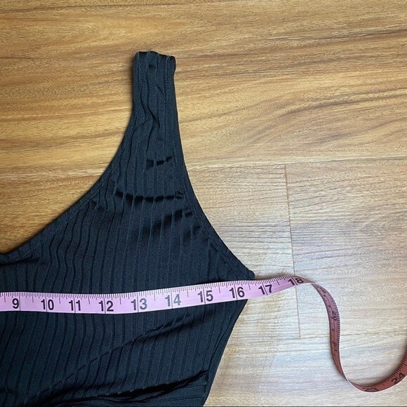 Black Ribbed One Piece Swimsuit Large - Picture 3 of 6